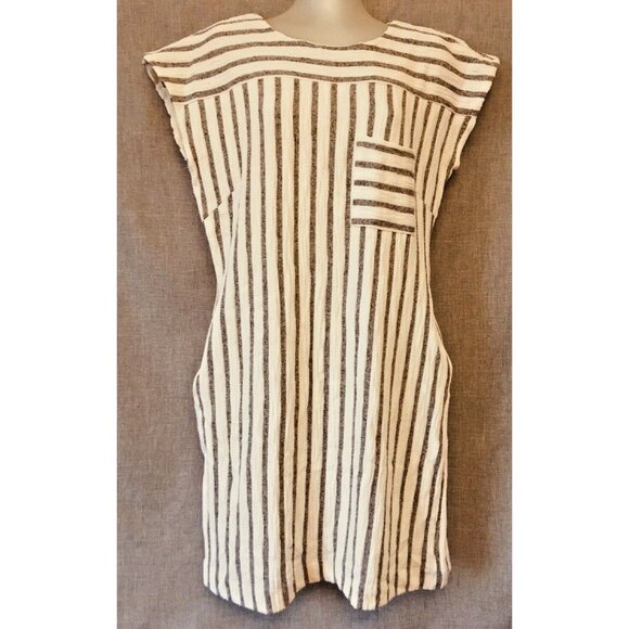 Olive And Oak Women Dress Tunic Knit Striped Cotton Blend Zipper Back Size L - Picture 1 of 6